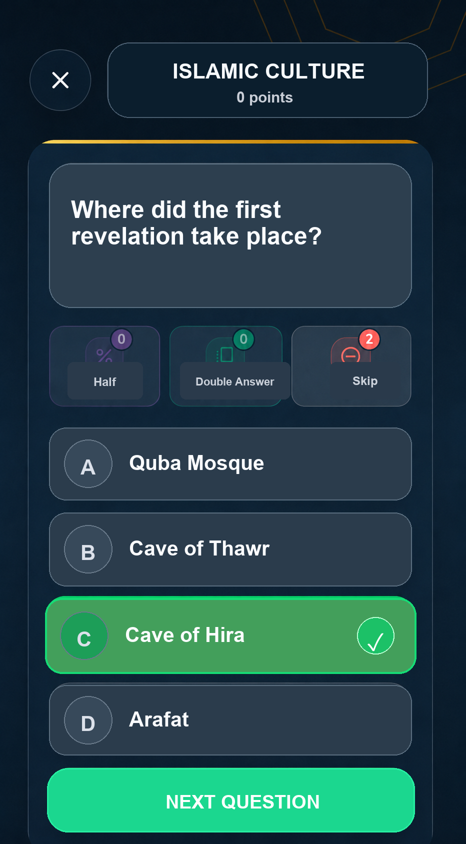 SABIQUUN quiz ekranı