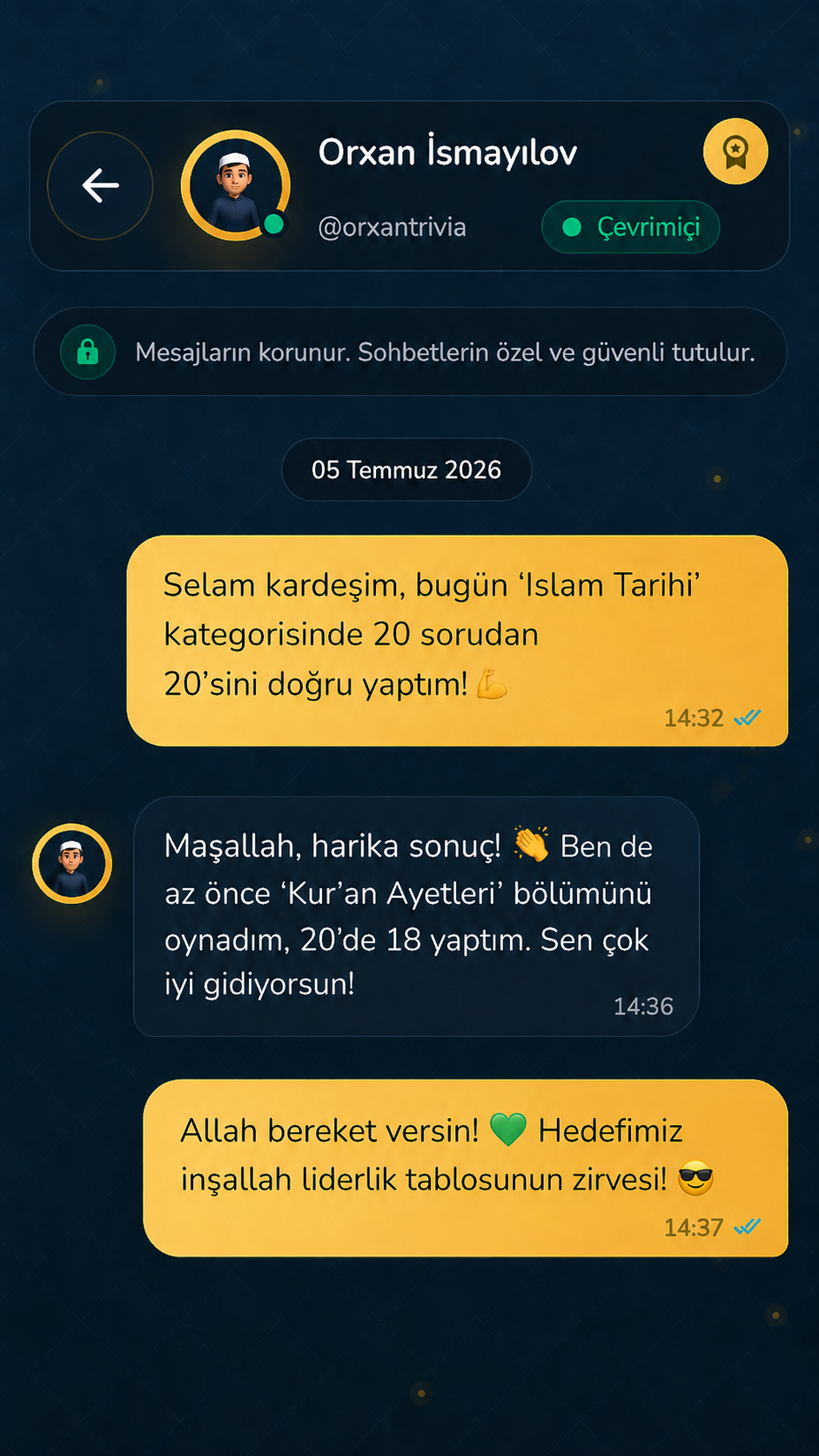 SABIQUUN sohbet ekranı